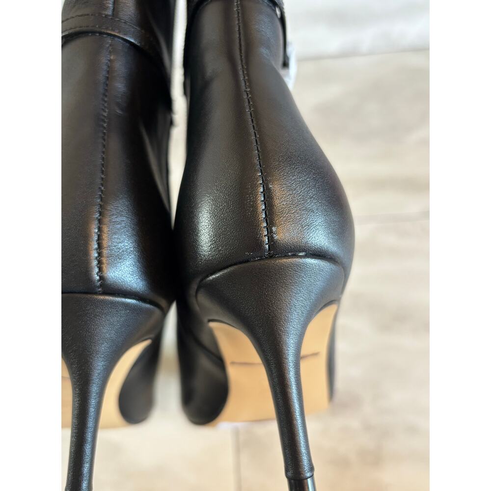 Ann Taylor Women’s Chain Wrap Leather Tall Boots Black Size 6.5 Side Zip Flaw - Picture 6 of 7